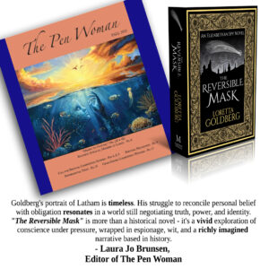 The PEN WOman Magazine Fall 2025 reviews The Reversible Mask: An Elizabethan Spy Novel.